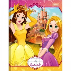CADERNO 40FLS 1,0x1,0 QUADRICULADO COLEGIAL CAPA DURA BROCHURA PRINCESAS TILIBRA
