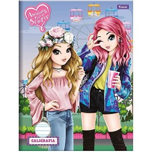 CADERNO 40FLS CALIGRAFIA CAPA DURA BROCHURA AMIGAS FORONI
