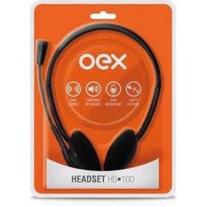 FONE DE OUVIDO COM MICROFONE REF.HS100 PRETO OEX