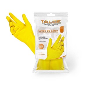 LUVA DE LÁTEX FORRADA M AMARELA TALGE