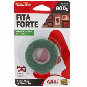 FITA DUPLA FACE FIXA FORTE TRANSPARENTE 19MM x 2M ADERE