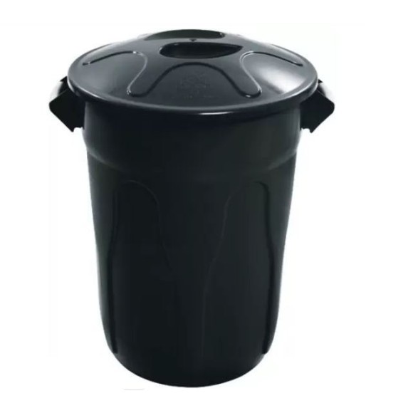 CESTO DE LIXO PLÁSTICO 100LTS PRETO COM TAMPA CR100 JSN