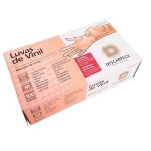 LUVA DE VINIL DESCARTÁVEL M SEM PÓ 100 UNIDADES DESCARPACK