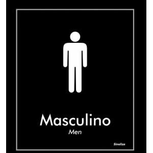 PLACA POLIESTIRENO 15x18CM SANITARIO MASCULINO BLACK BLK02 SINALIZE