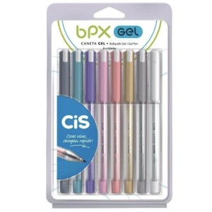 CANETA EM GEL 0,7MM BPX COM 8 CORES CIS