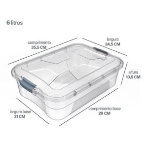 CAIXA ORGANIZADORA PLÁSTICA TRANSPARENTE DE 6 LITROS REF.1231 UNINJET