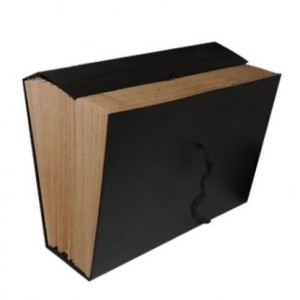 PASTA DE COURO PRETA SANFONADA OFÍCIO 31 DIVISÓRIAS DELUCAS