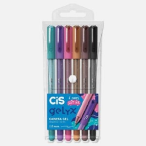 CANETA DE GEL GELYX 1.0 MM 6 CORES COM GLITER CIS