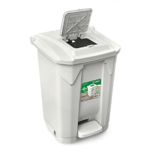 CESTO DE LIXO COM PEDAL E TAMPA CLICK 60 LITROS BRANCA ARQPLAST