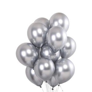 BALÃO Nº 09 ALUMÍNIO PRATA COM 25 UNIDADES HAPPY DAY