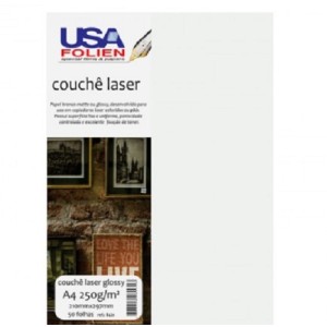 PAPEL COUCHÊ A4 BRILHANTE 250G COM 50 FOLHAS USAFOLIEN