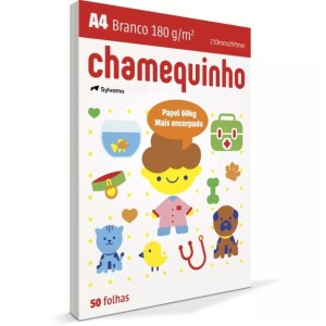 SULFITE A4 BRANCO 180G/m² COM 50 FOLHAS CHAMEQUINHO
