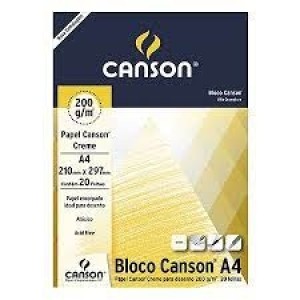 BLOCO DE DESENHO A4  CREME 200 G/m² COM 20 FOLHAS CANSON