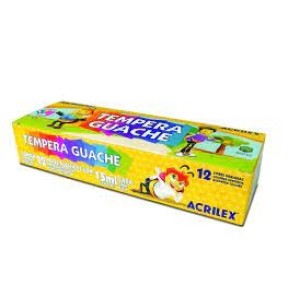 TINTA GUACHE COM 12 CORES ACRILEX