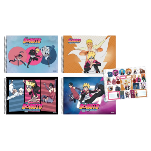CADERNO 60FLS DE CARTOGRAFIA E DESENHO CAPA DURA ESPIRAL BORUTO SÃO DOMINGOS