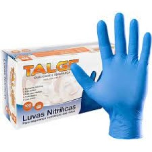 LUVA NITRÍLICA SEM PÓ G AZUL COM 100 TALGE