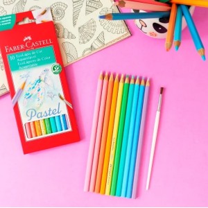 LÁPIS DE COR TONS PASTEIS AQUARELÁVEIS FABER CASTELL