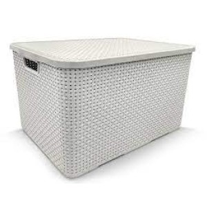 CAIXA ORGANIZADORA PLÁSTICA 7 LITROS RATTAN BRANCA ARQPLAST