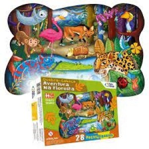 QUEBRA-CABEÇA AVENTURA NA FLORESTA COM 28 PEÇAS GIGANTES PAIS & FILHOS