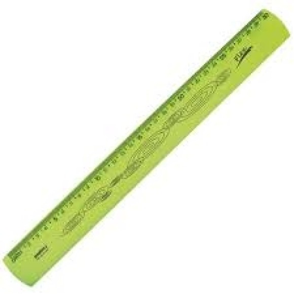 RÉGUA FLEXÍVEL DE 30CM AMARELA WALEU