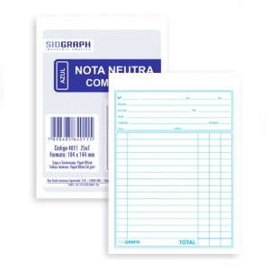 TALÃO DE NOTA NEUTRA COM CÓPIA 1/8 SIDGRAPH