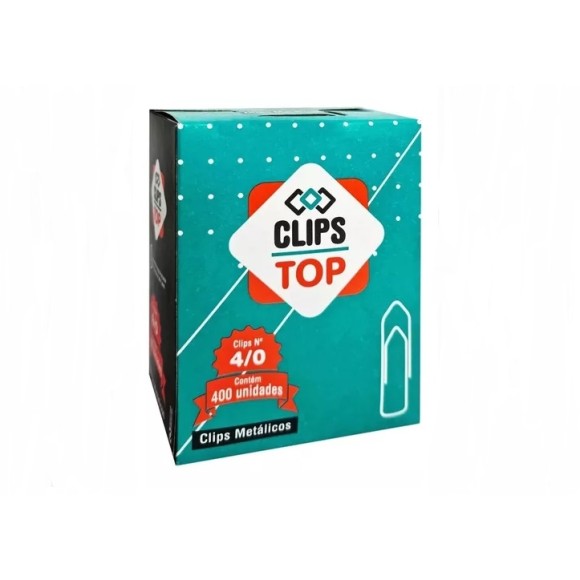 CAIXA DE CLIPS METÁLICOS 4/0 COM 400 UNIDADES TOP CLIPS