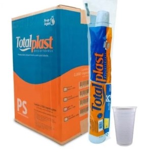 COPO PLÁSTICO 200ML DESCARTÁVEL BRANCO CAIXA C/2500 TOTALPLAST