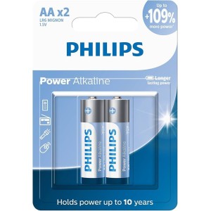 PILHA PEQUENA ALCALINA AA C/2 UNIDADES PHILIPS