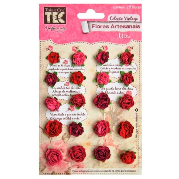 FLORES ARTESANAIS MINI ROSA E VERMELHO AMOR REF.15359 TOKE E CRIE