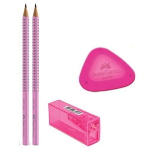 KIT ESCOLAR GRIP 2 LÁPIS PRETO+APONTADOR+BORRACHA FABER CASTELL