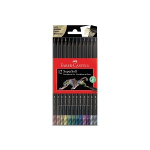 LÁPIS 12 CORES METÁLICAS SUPERSOFT FABER CASTELL