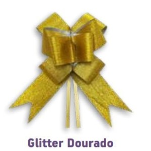 LAÇO FÁCIL P 11mm X 20,5cm GLITTER DOURADO C/10 UNIDADES MAKE