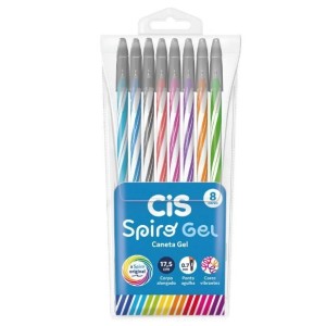 CANETA EM GEL 0,7MM 8 CORES SPIRO CIS
