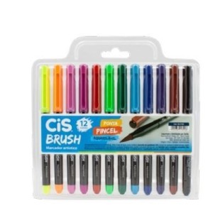 MARCADOR BRUSH PEN 12 CORES AQUARELÁVEL CIS