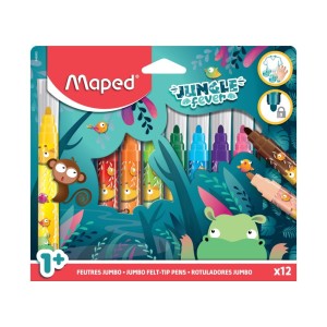 CANETA HIDROGRÁFICA 12 CORES JUMBO JUNGLE FEVER MAPED