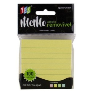BLOCO ADESIVO 75x75 AMARELO PAUTADO 100FLS YES