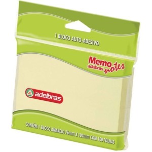 BLOCO ADESIVO 76x102 100FLS AMARELO ADELBRAS