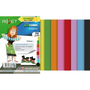 BLOCO ECOCORES A4 CRIATIVO 75G 32FLS 8 CORES NOVAPRINT