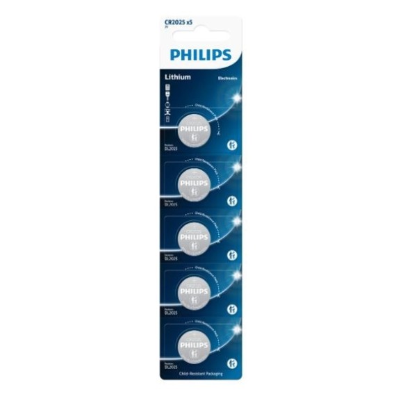 BATERIA CR2025 3V C/5 UNIDADES PHILIPS