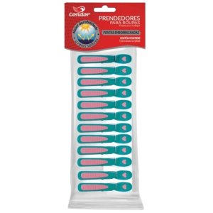 PRENDEDOR PARA ROUPAS PLÁSTICO EMBORRACHADO 12 PEÇAS CONDOR