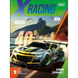 CADERNO 48FLS UNIVERSITÁRIO CAPA DURA BROCHURA X-RACING TILIBRA