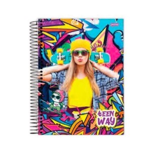 CADERNO 1/4 96FLS CAPA DURA ESPIRAL TEEN WAY JANDAIA